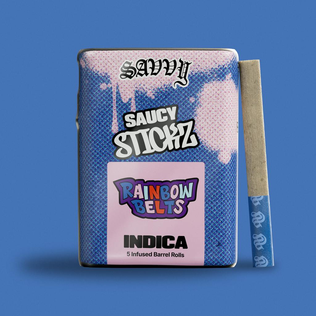 Savvy Saucy Stickz Rainbow Beltz Infused Multi-Pack 2.5g, 5pk