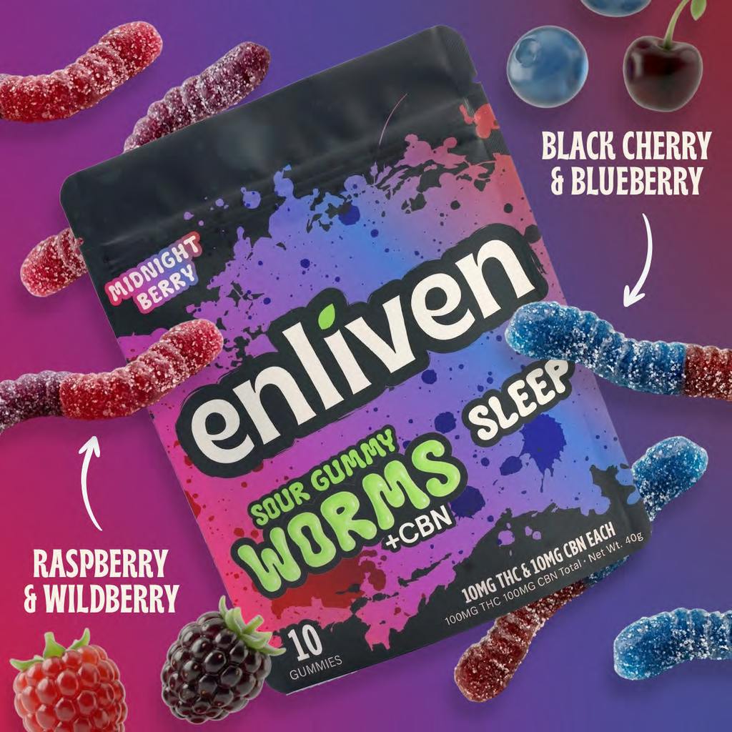 Enliven Sour Gummy Worms Sleep Gummies 100mg, 10pk