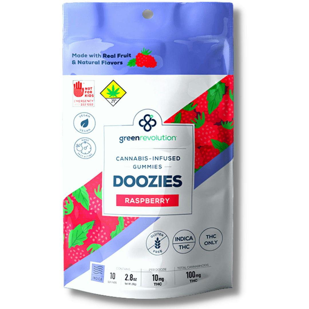 Raspberry Indica 100mg Gummy Edible (Doozies)