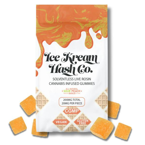 Sour Peach Live Rosin Gummies | 200mg | 10ct | 20mg/ea