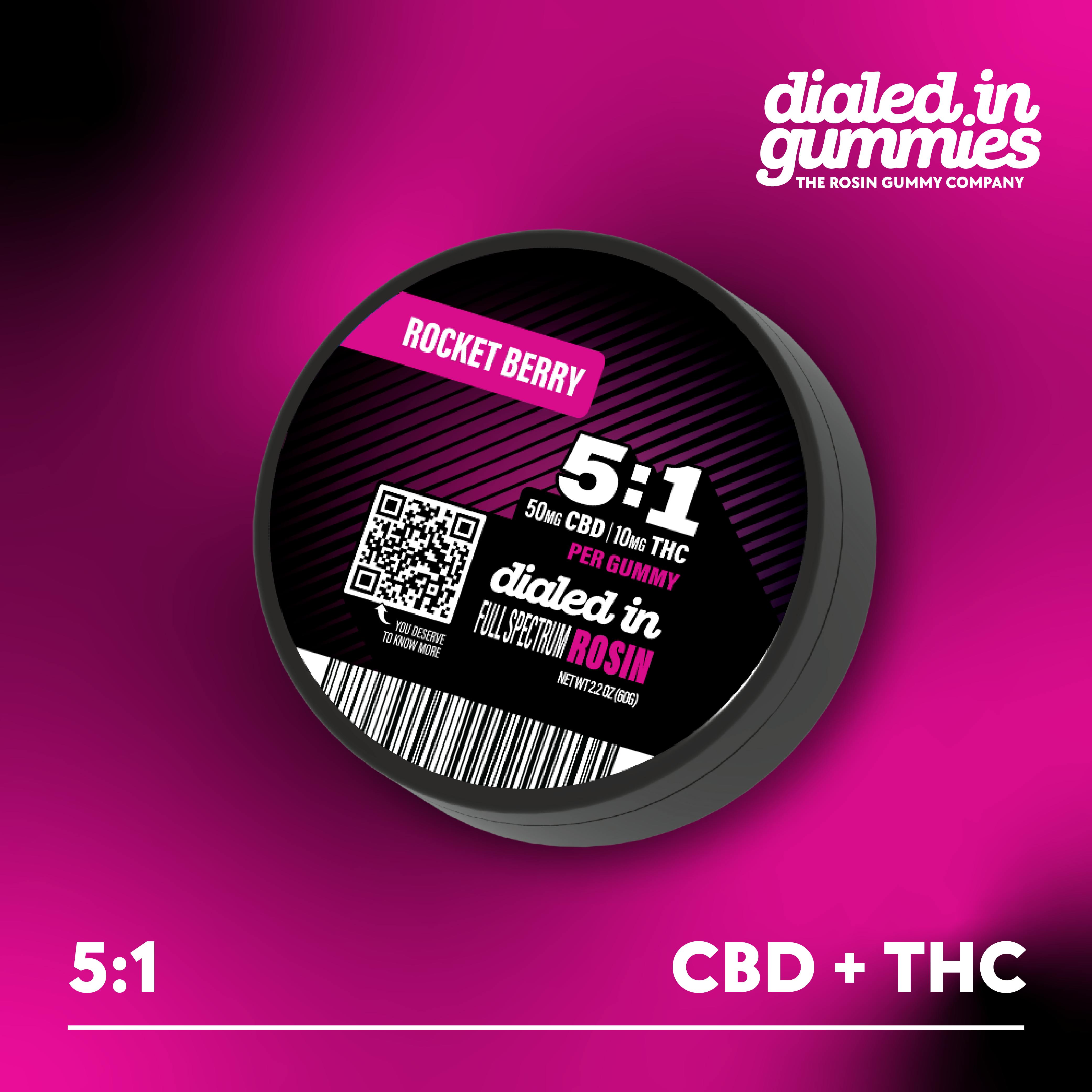 Rocket Berry (H) - (5:1 CBD:THC) 100mg Rosin Gummies - Dialed In