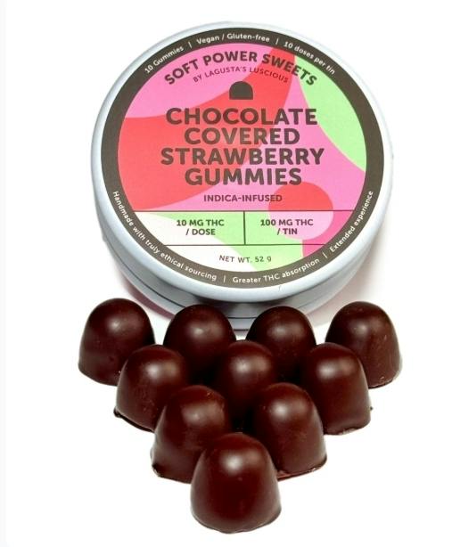 Soft Power Sweets - Chocolate Covered Strawberry Gummies - Indica-Infused - 100mg - Edible