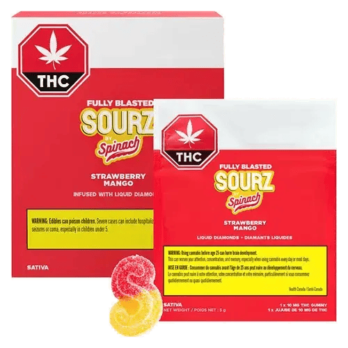 Sourz 10 Pk - Fully Blasted Strawberry Mango Gummies - 10x10mg