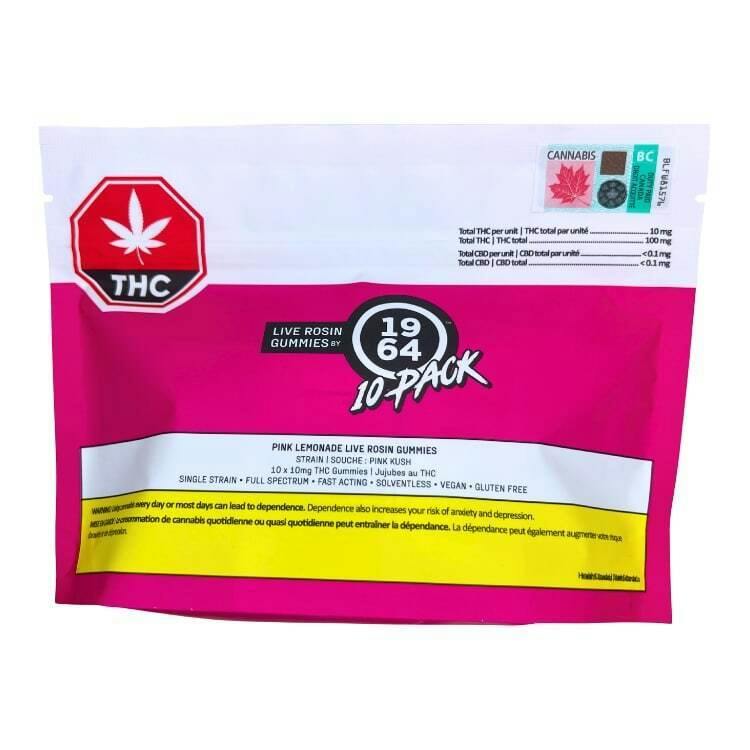 1964 - Pink Lemonade Live Rosin Gummies - Indica - 10x1
