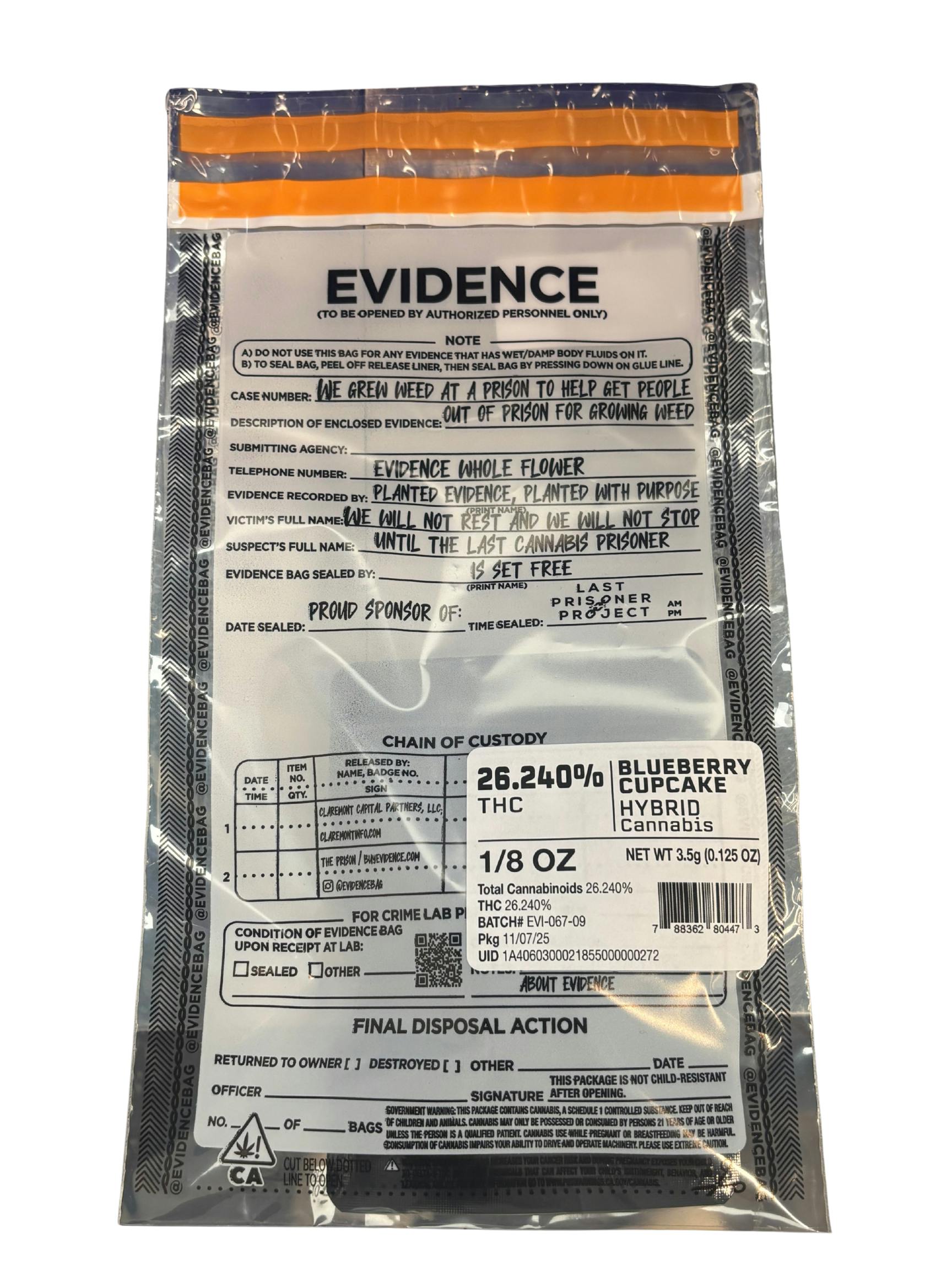 Evidence - 3.5g - Hybrid - Blueberry Cupcake - Flower at Cookies Coalinga Dispensary & Consumption Lounge