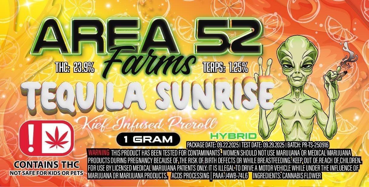 Area 52 Tequila Sunrise Pre Roll 1g