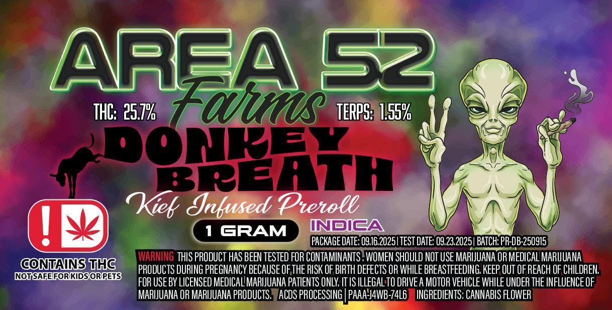 Area 52 Donkey Breath Pre Roll 1g