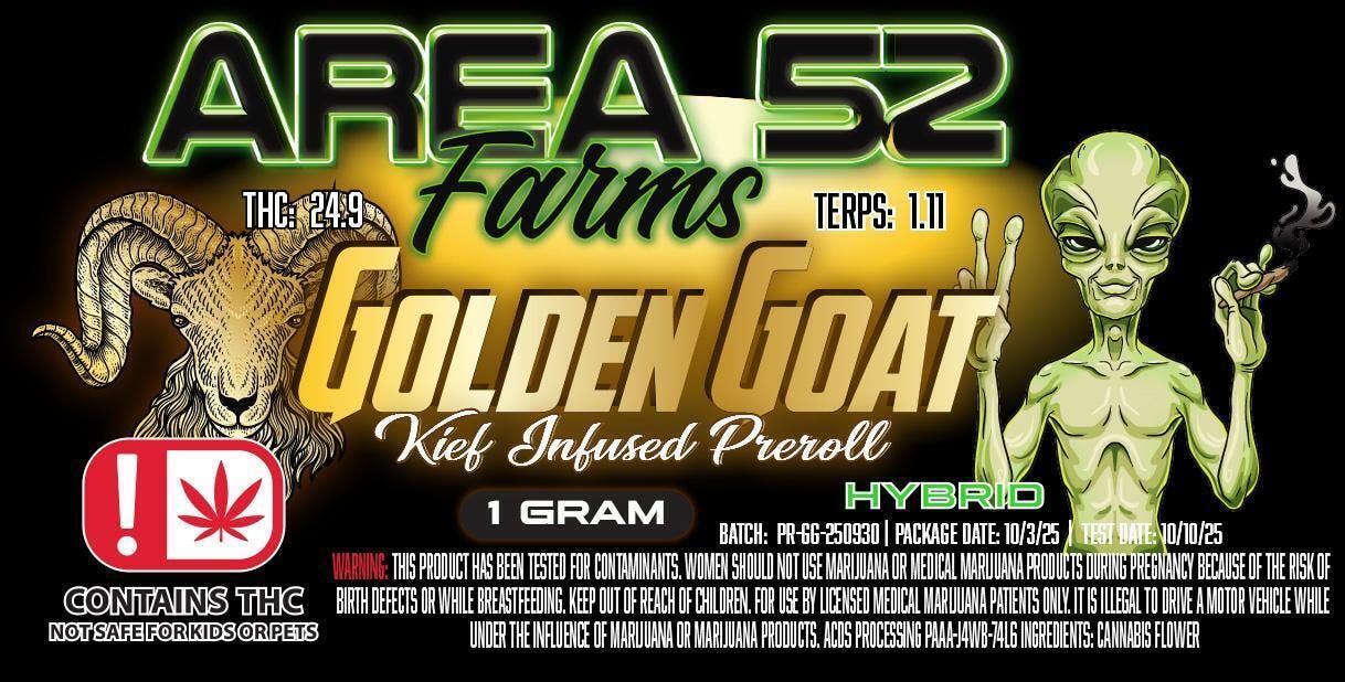 Area 52 Golden Goat Pre Roll 1g