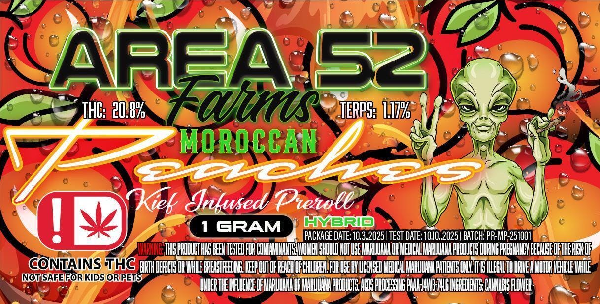 Area 52 Moroccan Peaches Pre Roll 1g