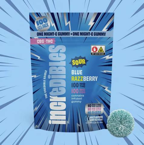 Sour Blue Razzberry 1:1 THC:CBG - 1pk Gummy | 100mg
