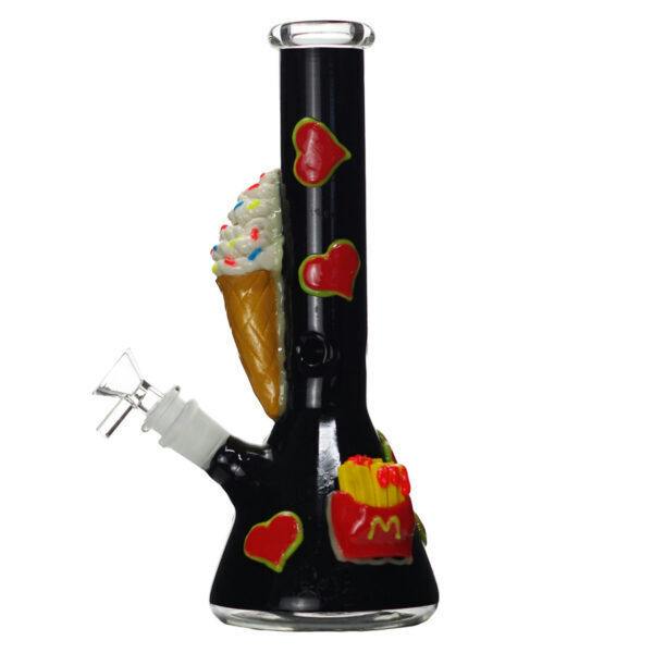 Glass Water Pipe With Clay 10in (FAST FOOD DESIGN)