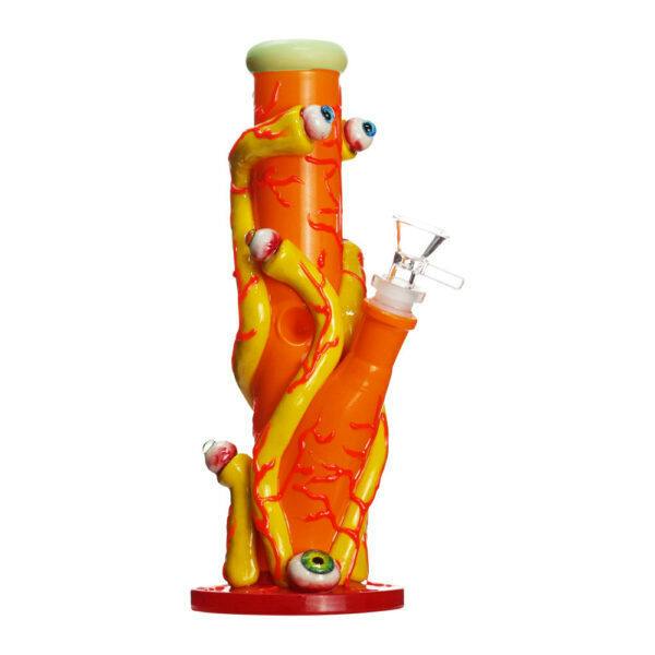 Glass Water Pipe With Clay 10in (TENTACLE EYE DESIGN)
