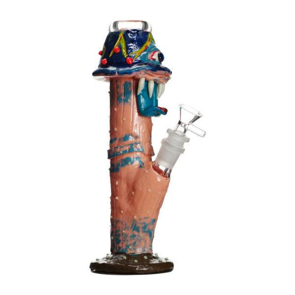 Glass Water Pipe With Clay 10in (MUSHROOM MONSTER DESIGN)