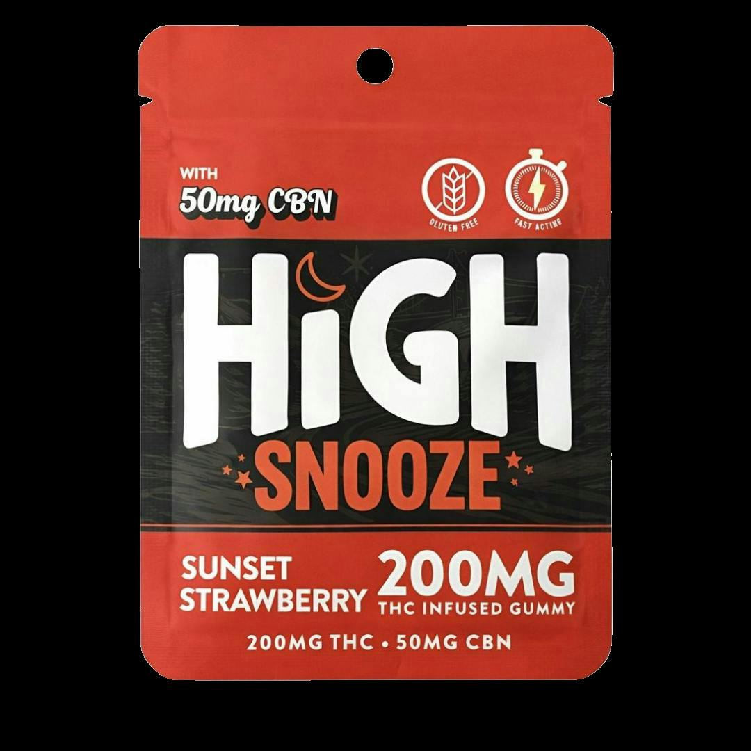 HIGH SNOOZE | Edible | Single Gummy | Sunset Strawberry | 200mg THC : 50mg CBN