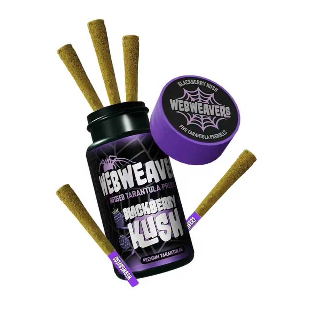 WEBWEAVERS | BLACKBERRY KUSH INFUSED MINI TARANTULAS 0.5G X 5PK | PREROLLS | 2.5G