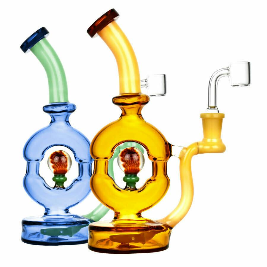 8.75" Donut Rig with Flower Marble by Pulsar