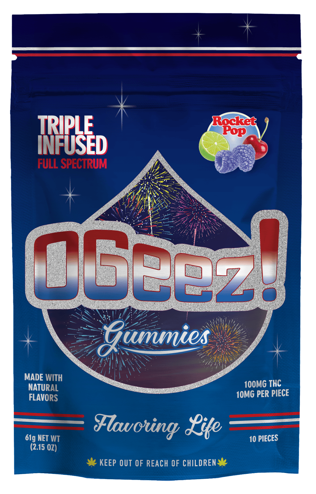 OGeez Triple Infused Rocket Pop Gummy 100mg   Candy