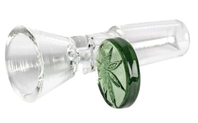 Red Eye Glass 14mm Glass-On-Glass Cone Pull-Out W/Leaf Stamped Handle Multiple Colours