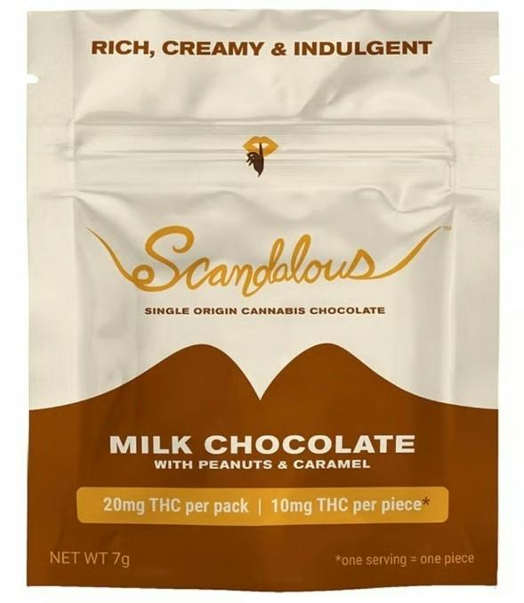 Scandalous | Milk Chocolate with Peanuts & Caramel | Mini Bar | [1pk] | (20mg ) at Terrace Cannabis Dispensary - Moline