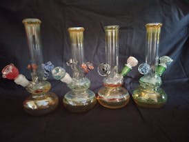 10" CUSTOM DOUBLE BUBBLE BONG WITH MARBLE OR MUSHROOM