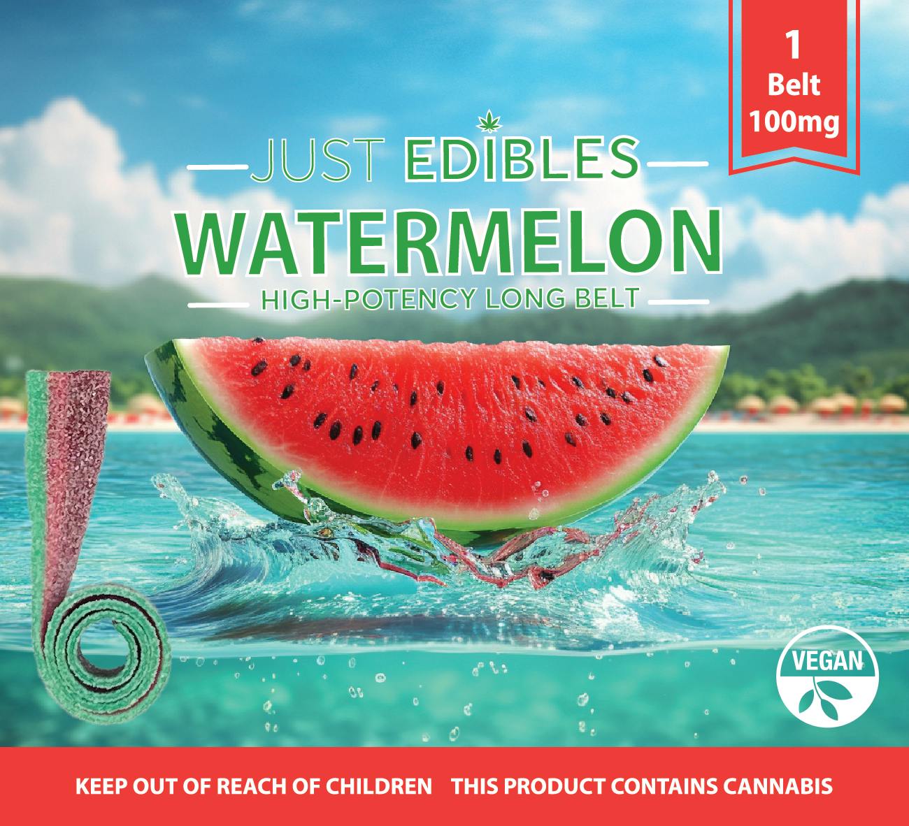 Sour Long Belt Watermelon 100mg 10pc