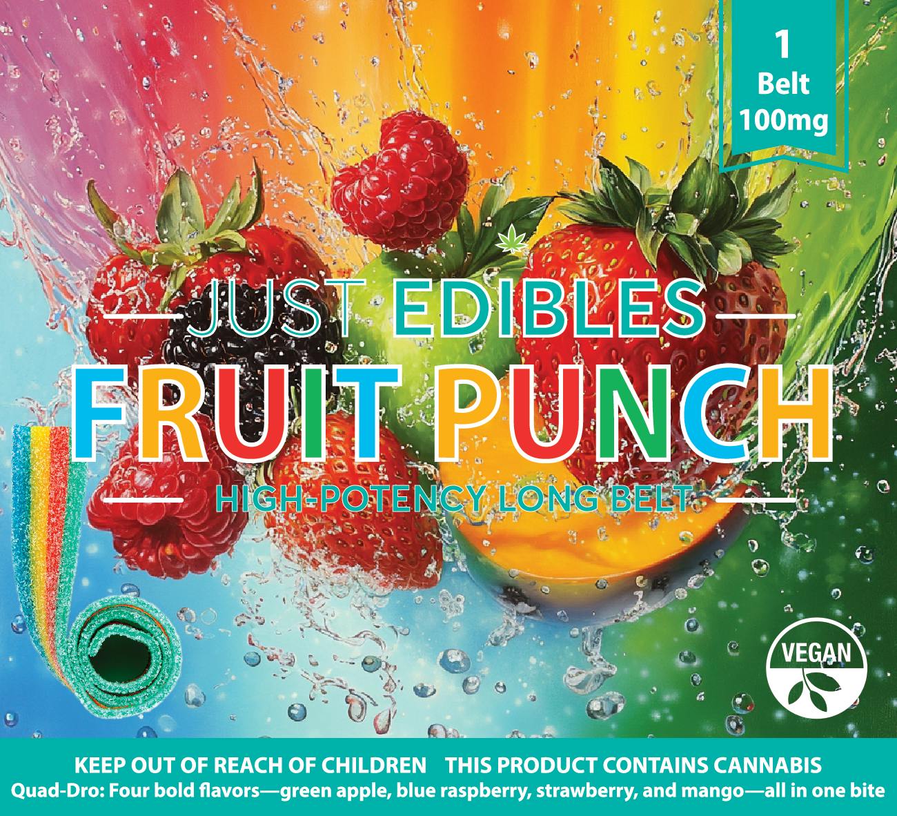 Just Edibles Sour Long Belt Fruit Punch 100mg 10pc (FLASH DEAL)