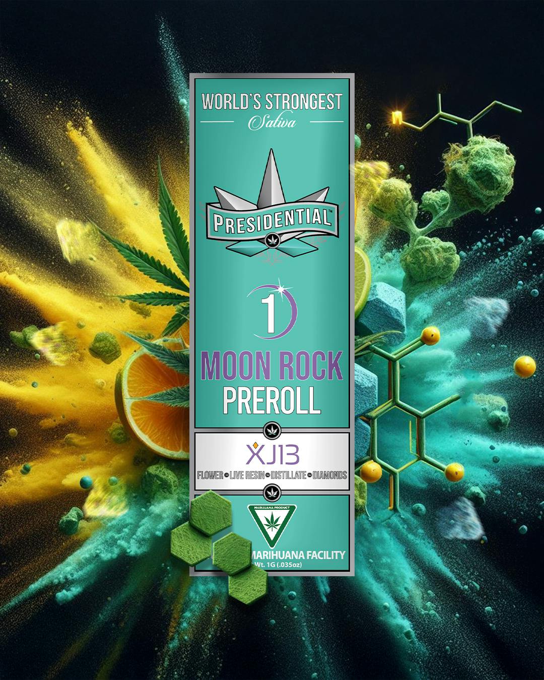 Presidential Moon Rock XJ13 infused Preroll 1g