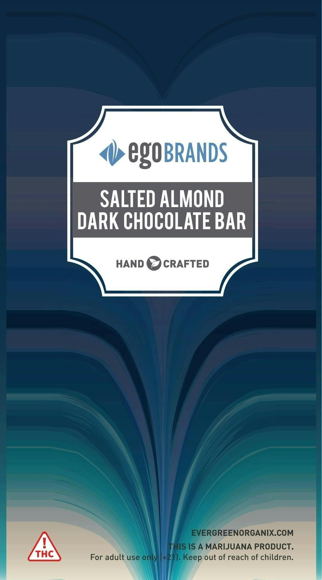 Evergreen Salted Almond Dark Chocolate Bar 100mg 10pc