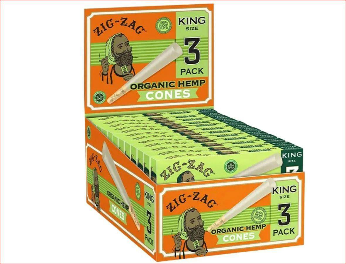 Zig Zag Organic Hemp King Size Cones 3pk
