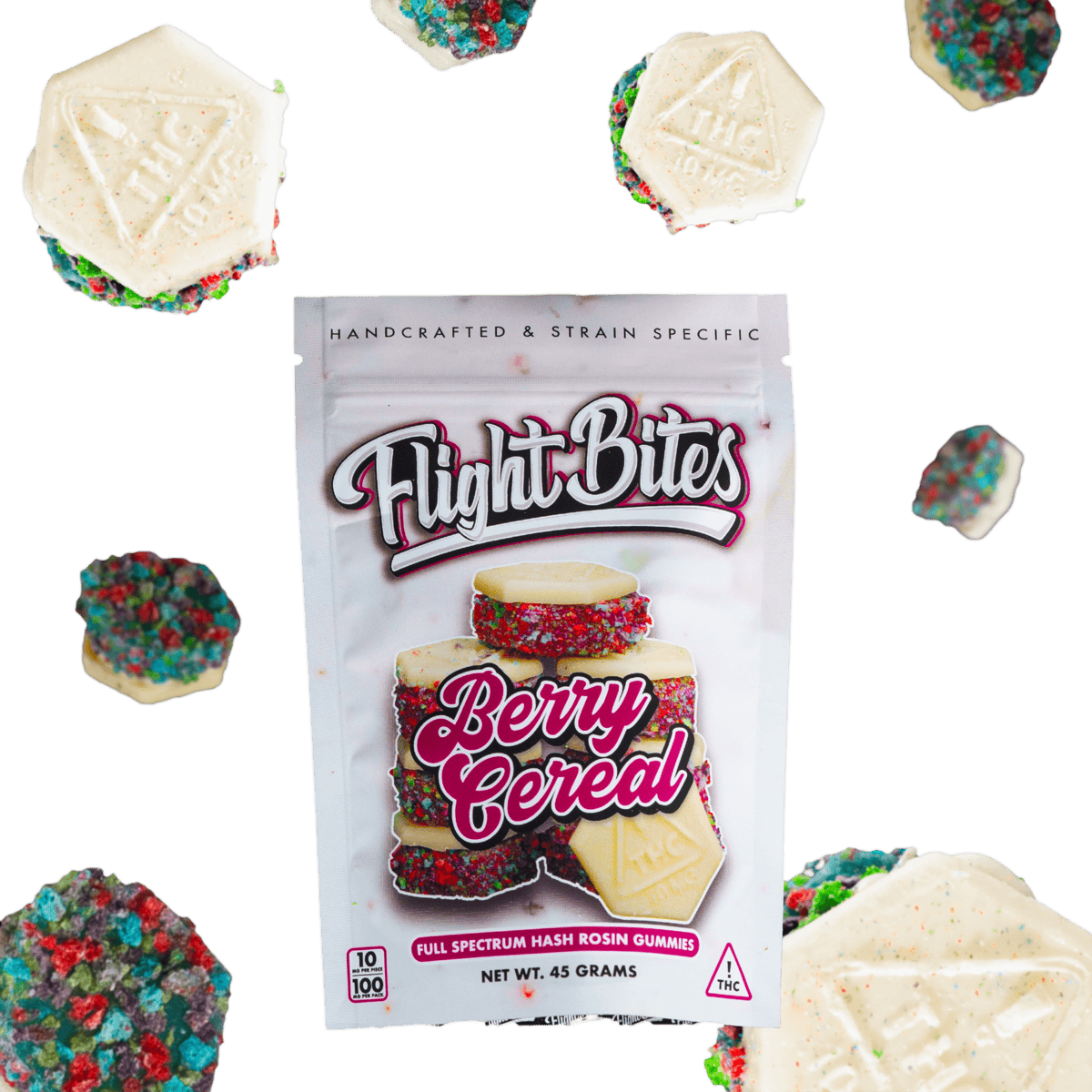 Flight Bites Gummies Hash Rosin Berry Cereal 100mg 10pk