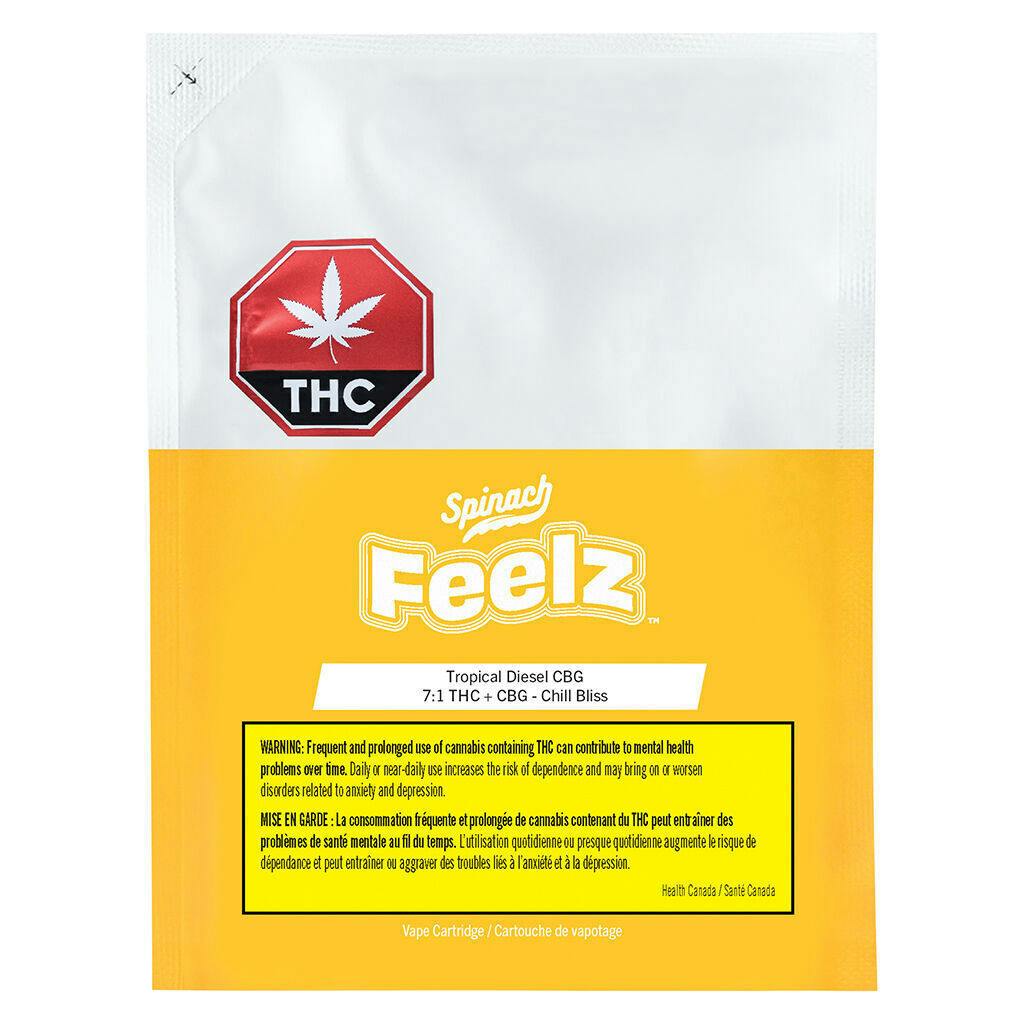 Spinach - Feelz Tropical Diesel CBG (Chill Bliss) 510 Thread Cartridge - 1g