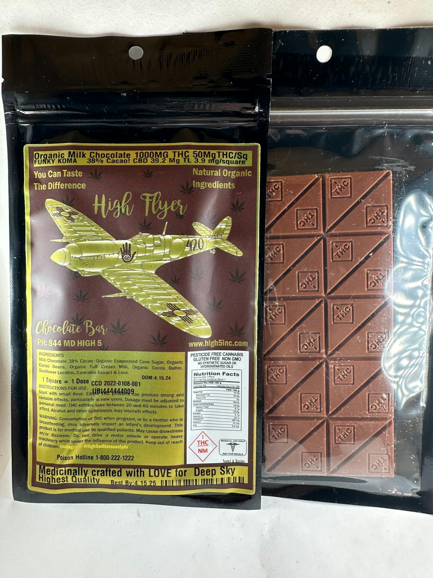 High Flyer - Chocolate Bar - Organic Milk - Hybrid - 1000mg