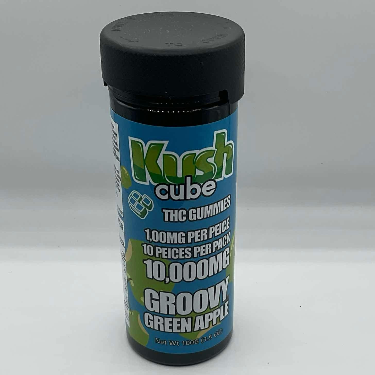 Kush Cubes - 10,000mg THC Groovy Green Apple Gummy 10ct