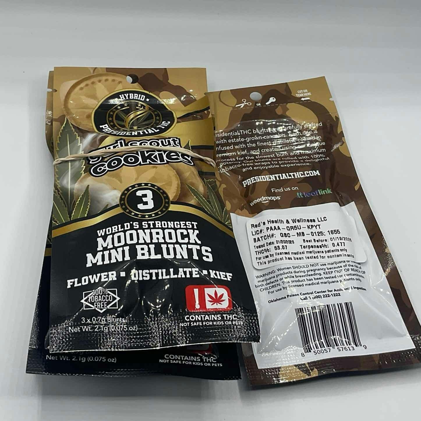Gurl Scout Cookies | Moon Rock Blunts Infused Minis | 0.7g each | 3pk