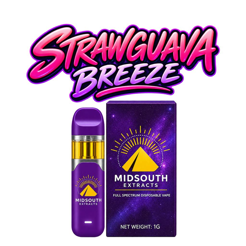 Mid South Extracts Disposable Vape | Strawguava Breeze | Live Rosin 1g Disposable