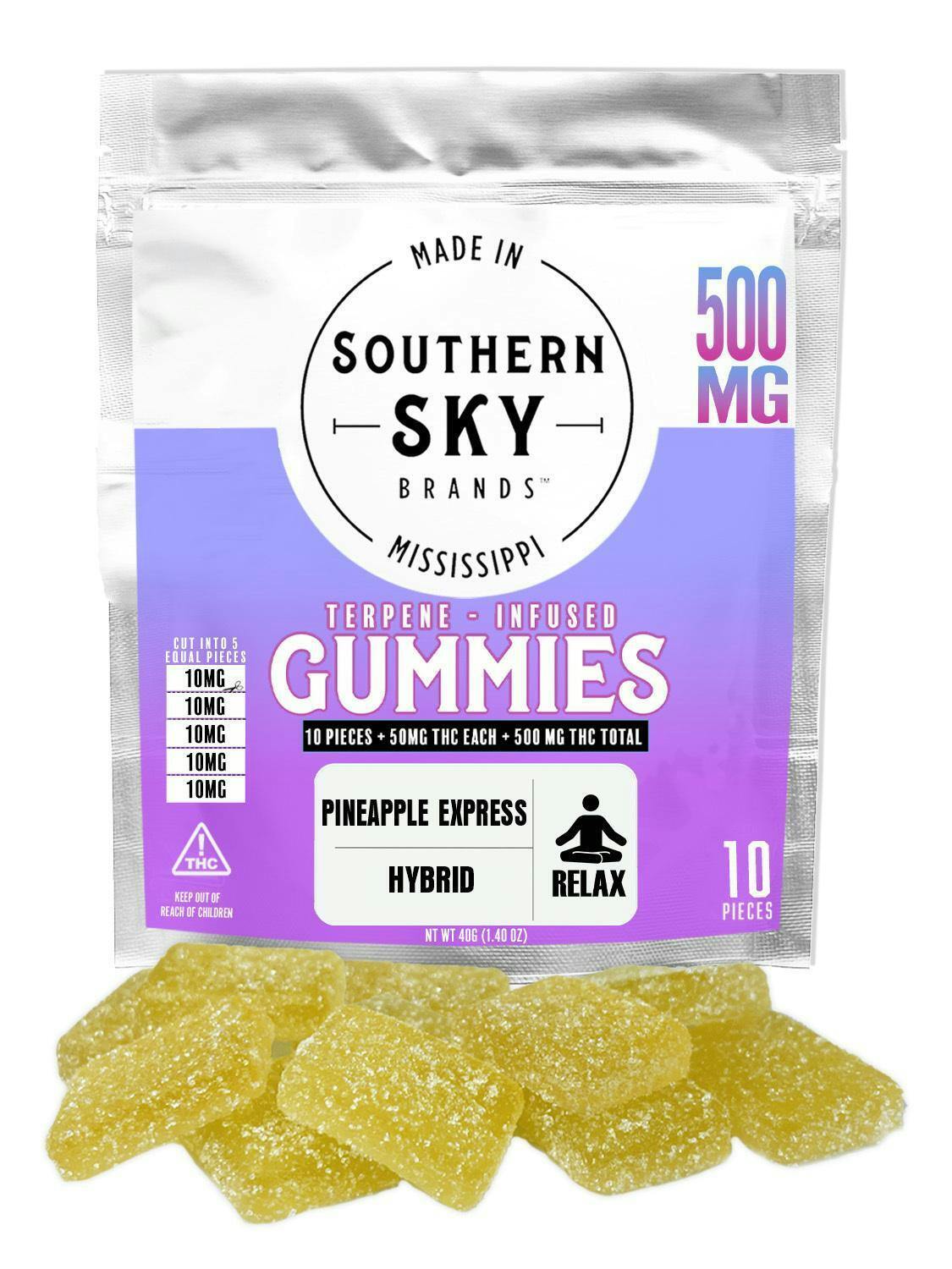 500mg- Southern Sky Pineapple Express Terpene Infused Gummy 10pk