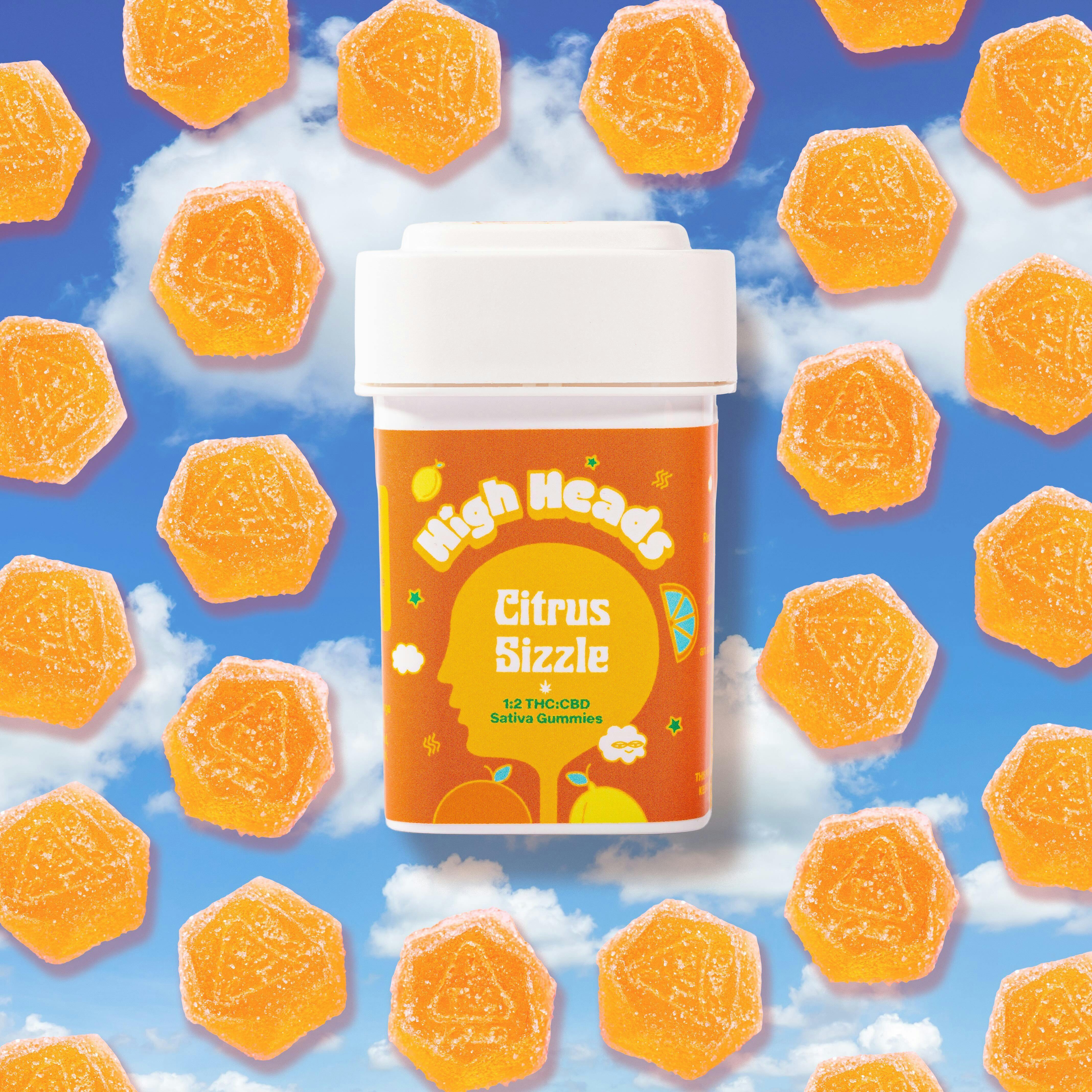 Citrus Sizzle 1:1 - Sativa 10pk (100mg THC / 100mg CBD) | High Heads - Gummies