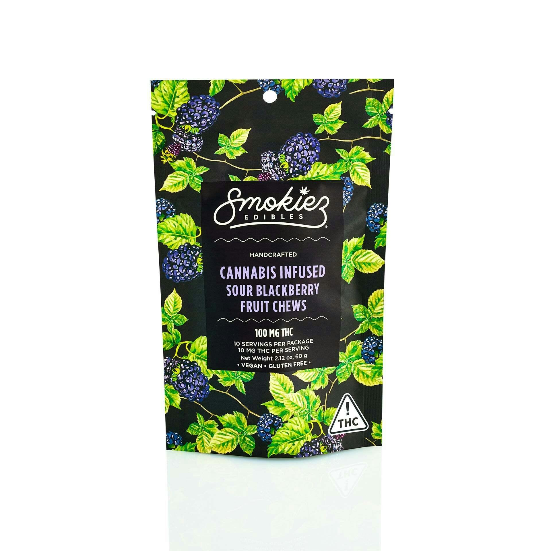 Sour Blackberry - Indica [10pk] (100mg) | Smokiez - Fruit Chews