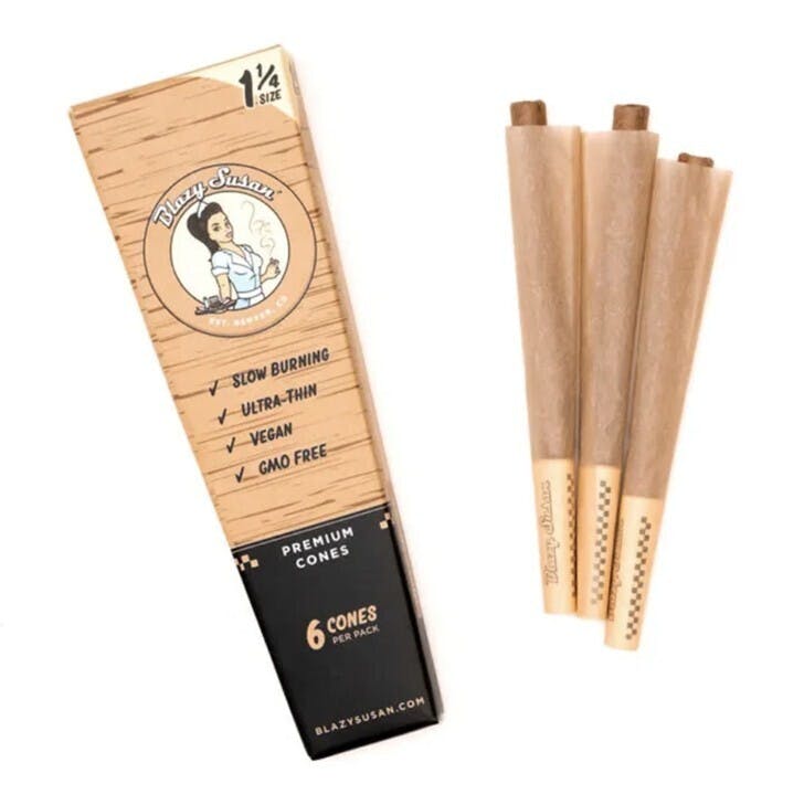 Rolling Papers | Blazy Susan | 1 1/4 Cones 6pk | Unbleached at Nightjar East Lyme Dispensary