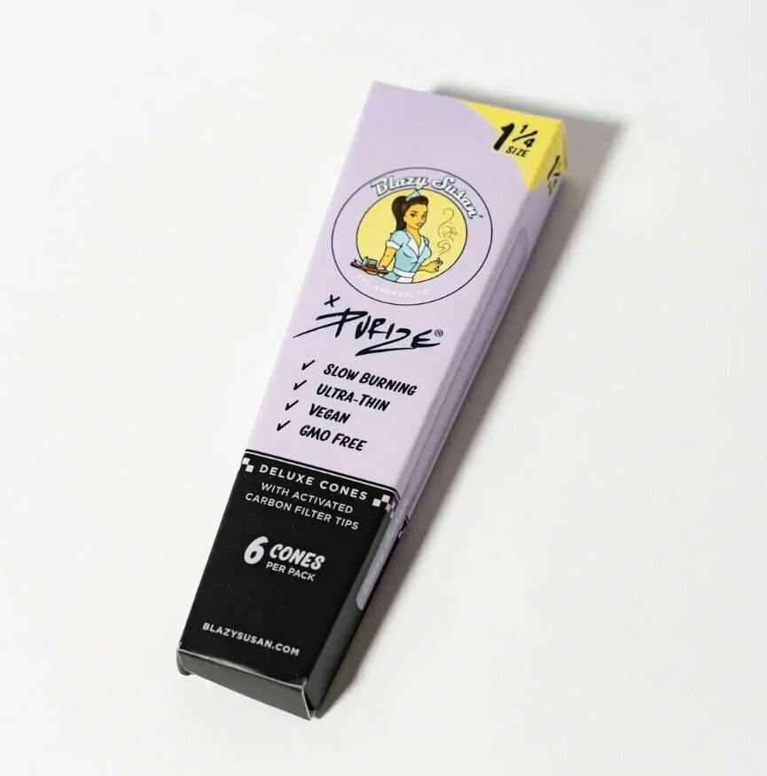 Rolling Papers | Blazy Susan x Purize | 1 1/4 Cones 6pk | Purple