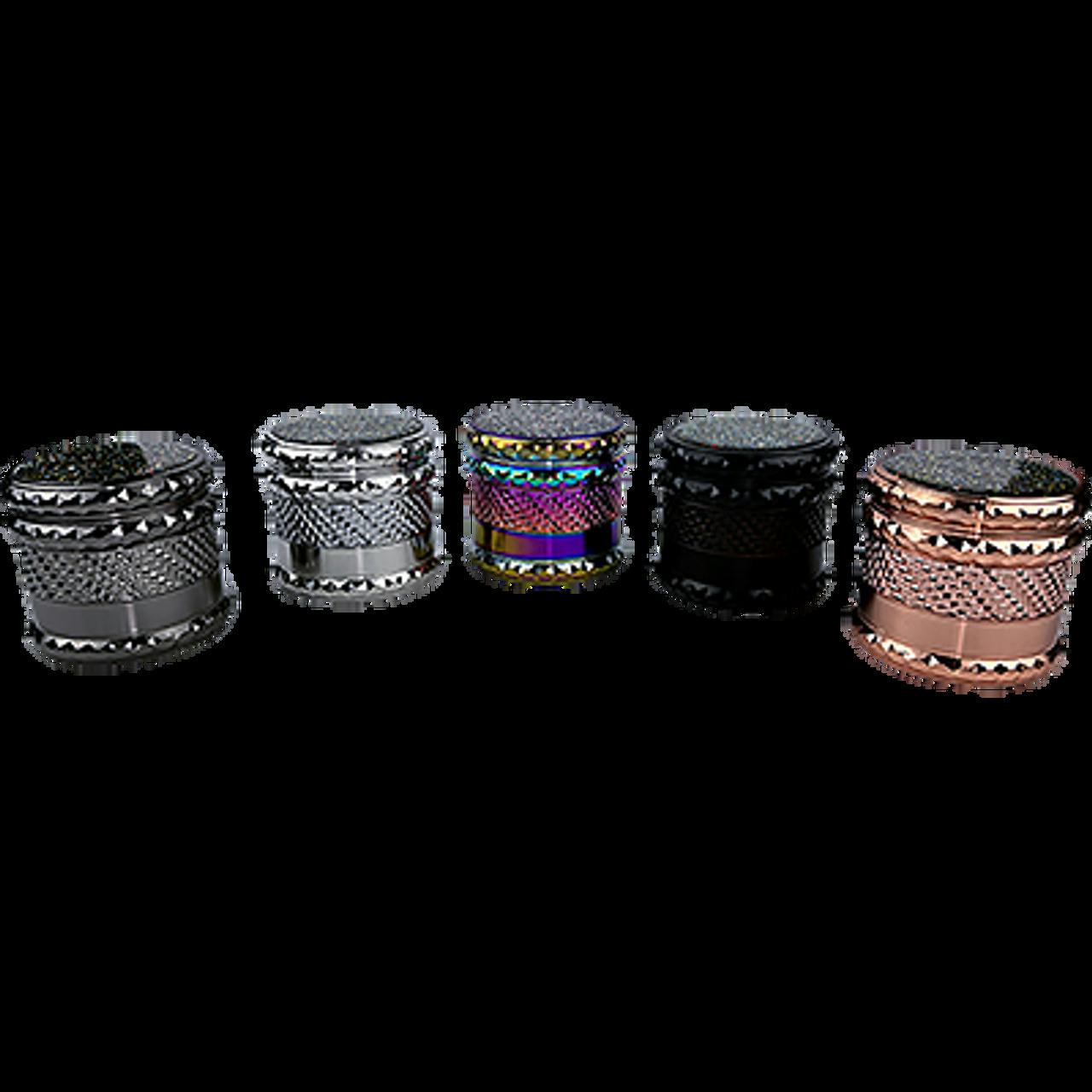 LuvBuds | Large 63mm | 4 Piece Zinc Metal Grinder | Iridescent Diamond And Glitter Top