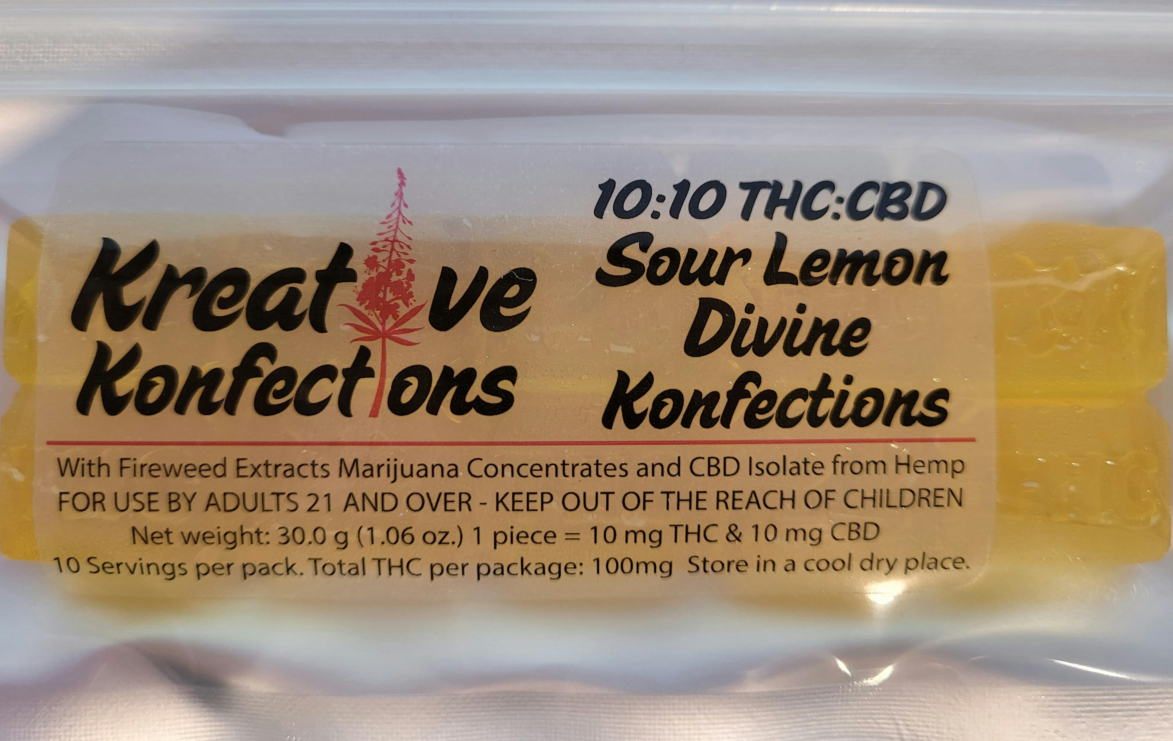 100mg Sour Lemon Divines by Kreative Konfections