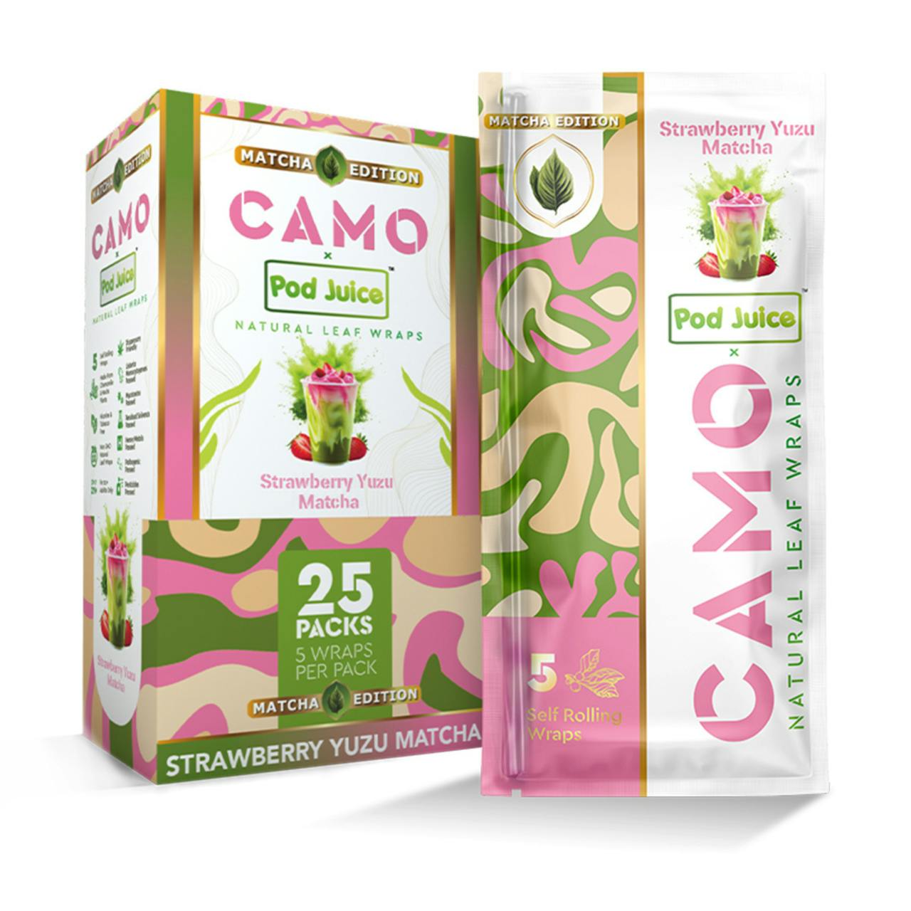 Camo Herbal Wraps/ Strawberry Yuzu Matcha