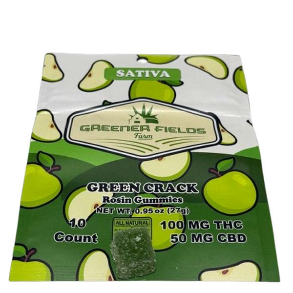 100mg Green Crack Rosin Gummies (Greener Fields Farm)