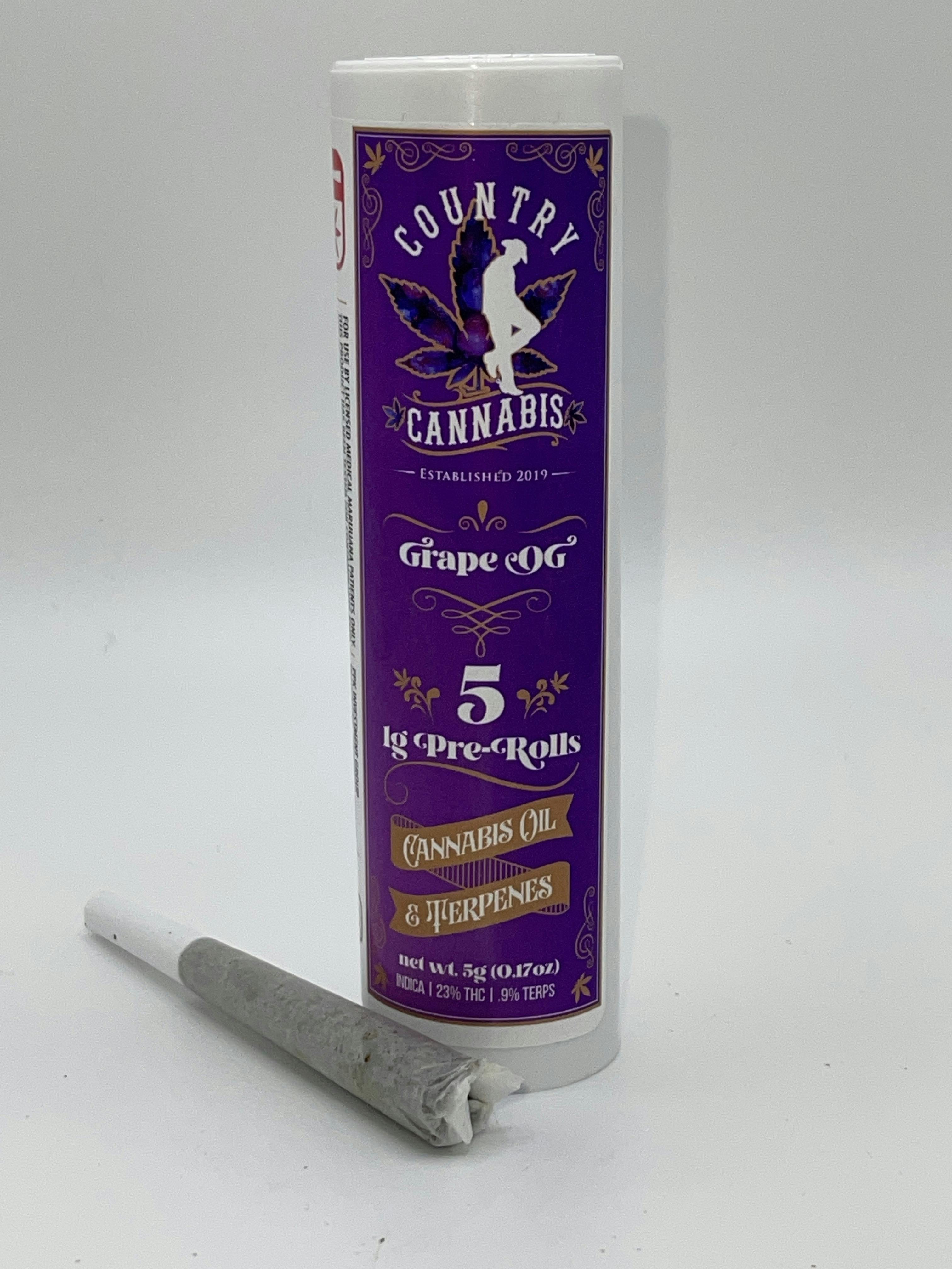 Country Cannabis | Grape OG | Infused Preroll | 5 pack