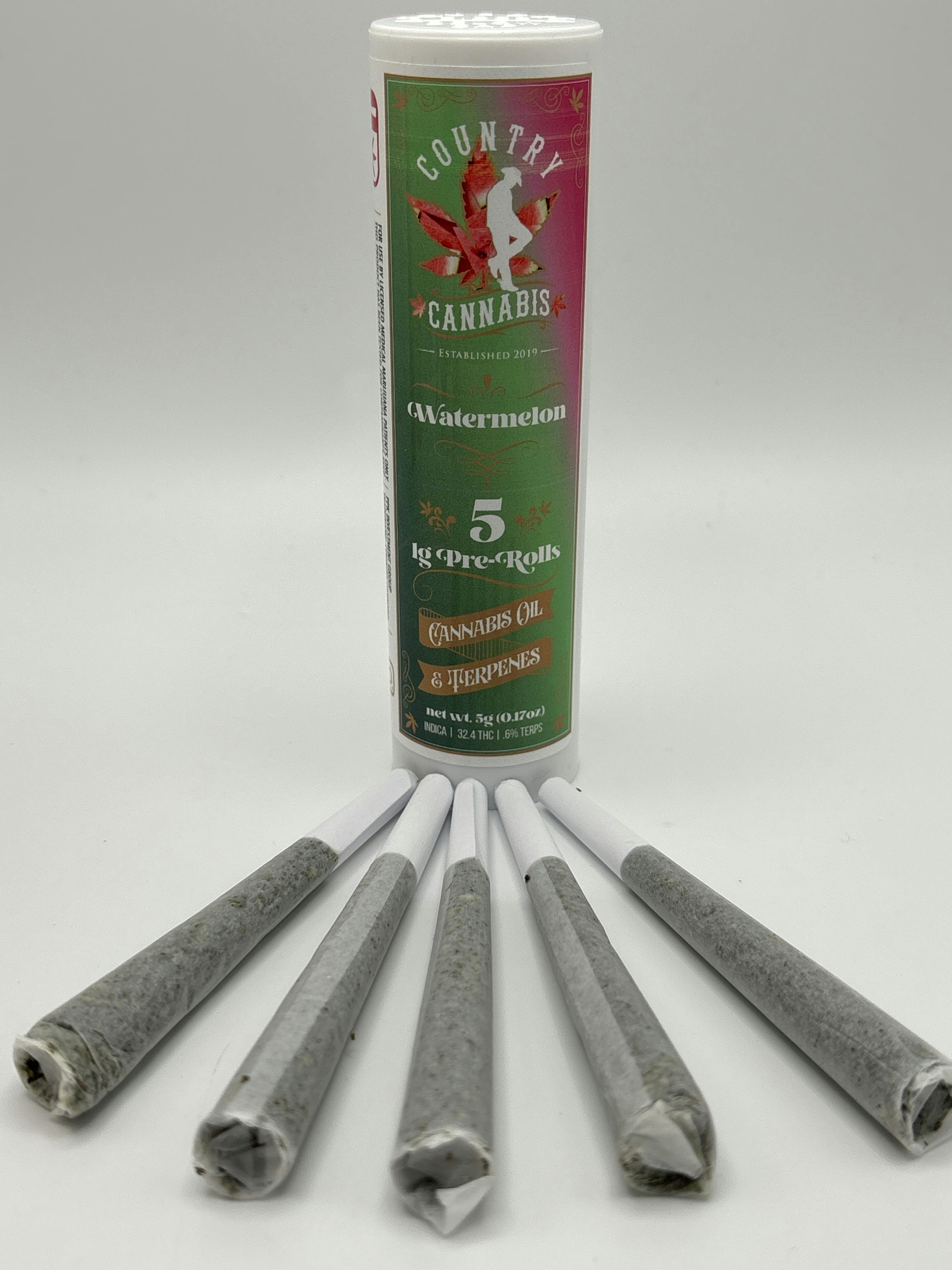 Country Cannabis | Watermelon | Infused Preroll | 5 Pack