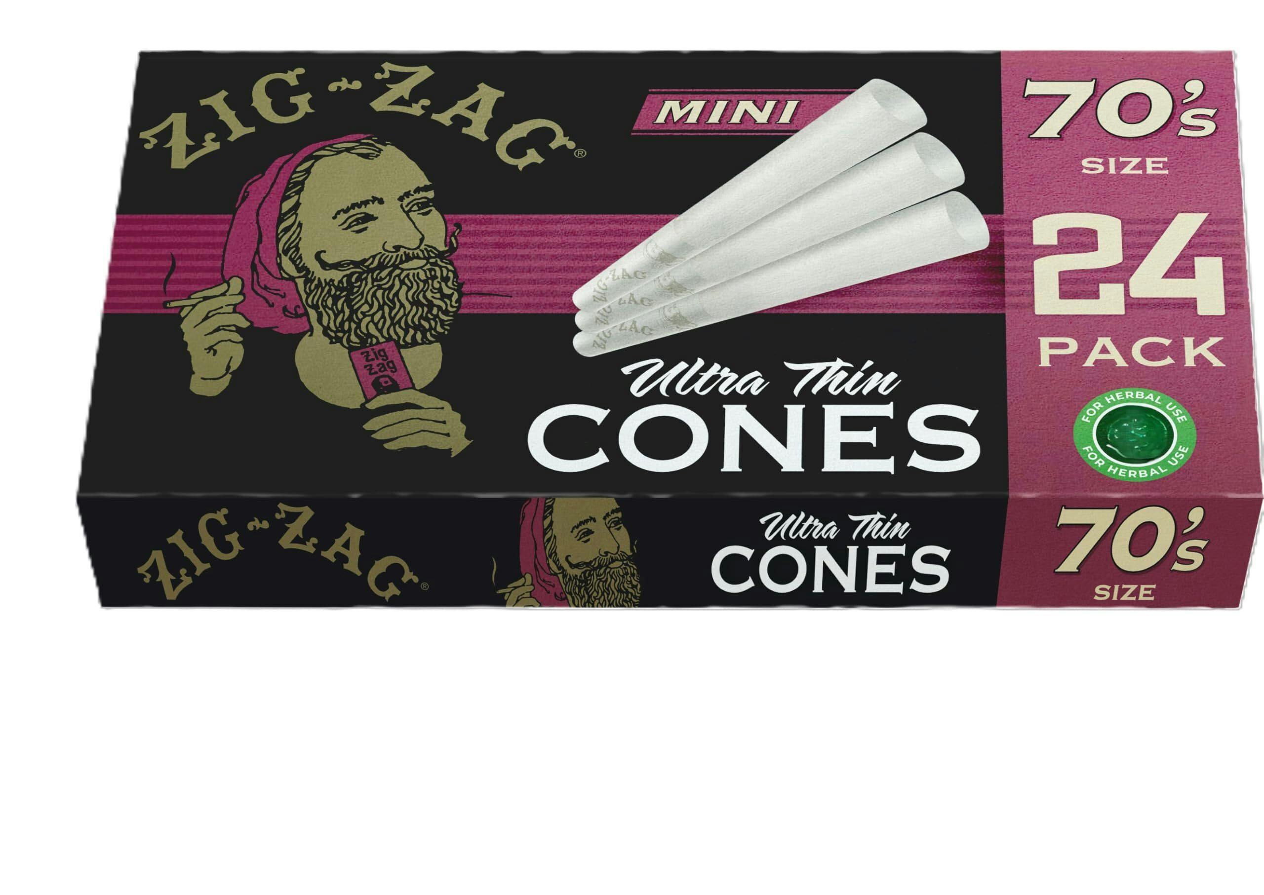 Zig Zag Ultra Thin Mini Cones 70mm 24pk $10