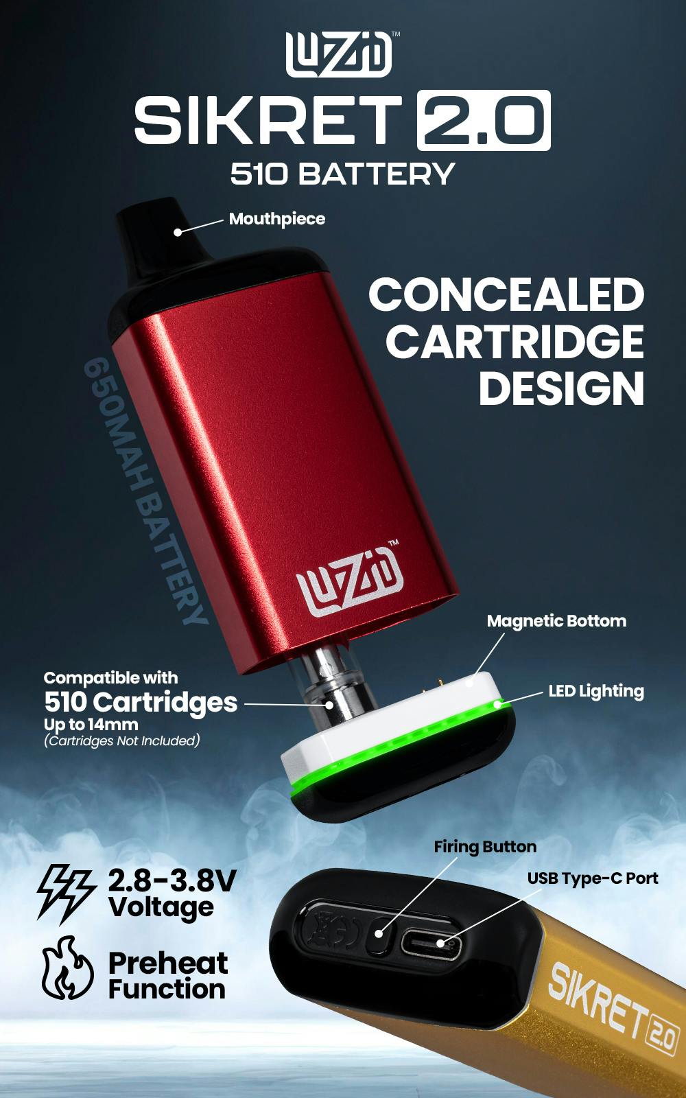 LUZID SIKRET 2.0 BATTERY $23