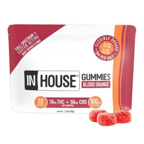 In House Fast Acting Gummies 5:1 CBD:THC 20pk (100mg) Blood Orange