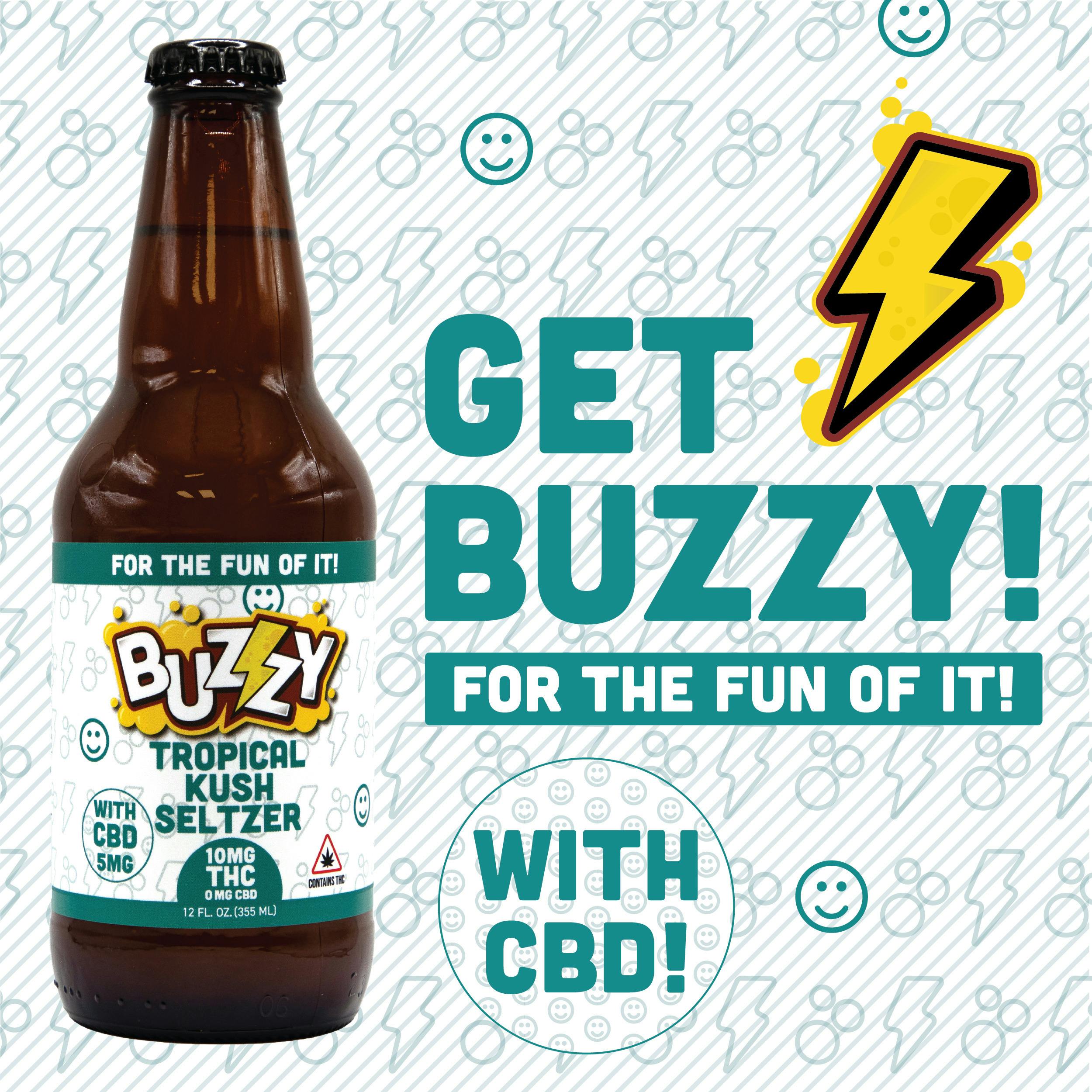 Buzzy Tropical Kush Seltzer - 10mg THC/5mg CBD/1pk at East Coast Cannabis Dispensary - Lebanon